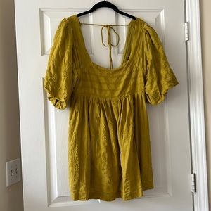 FREE PEOPLE Puff Sleeve Square Neck Flouncy Mini Dress